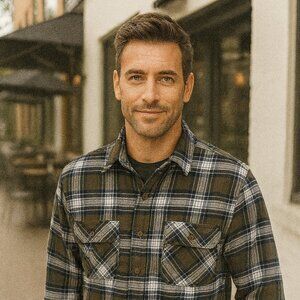 Jach's Heritage Flannel Shirt Men's Large Green Plaid Pocket Button Up Warm